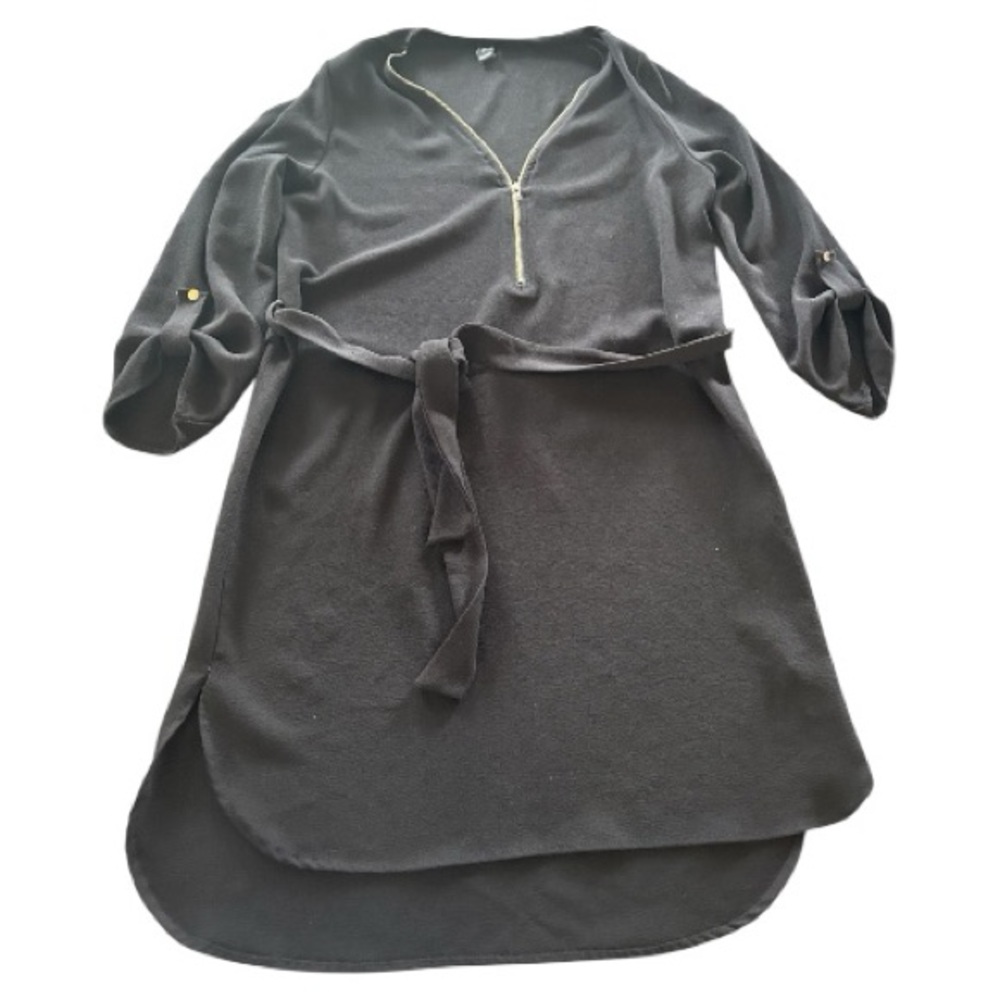 Windsor black zipper front 3/4 sleeve mini dress